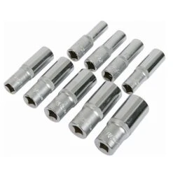 Silverline Jeu De 9 Douilles Profondes Carré 3/8". De 8 à 19 Mm