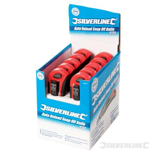 Silverline Boîte 10 Cutters à Lame Sécable Auto-rechargeables 18 Mm. 10 Pcs