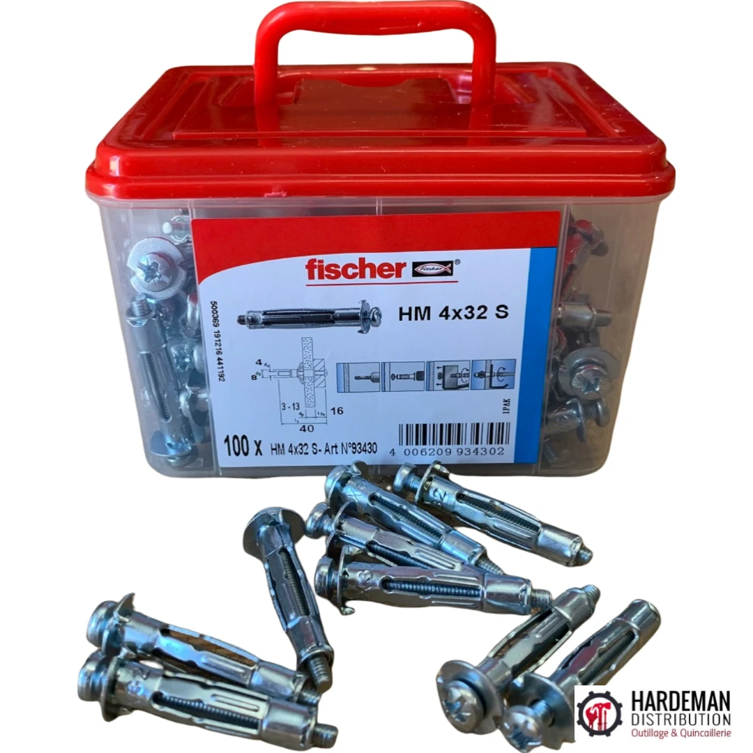 Fischer Chevilles Métalliques Pour Corps Creux M4 X 32 Mm - Boite De 100