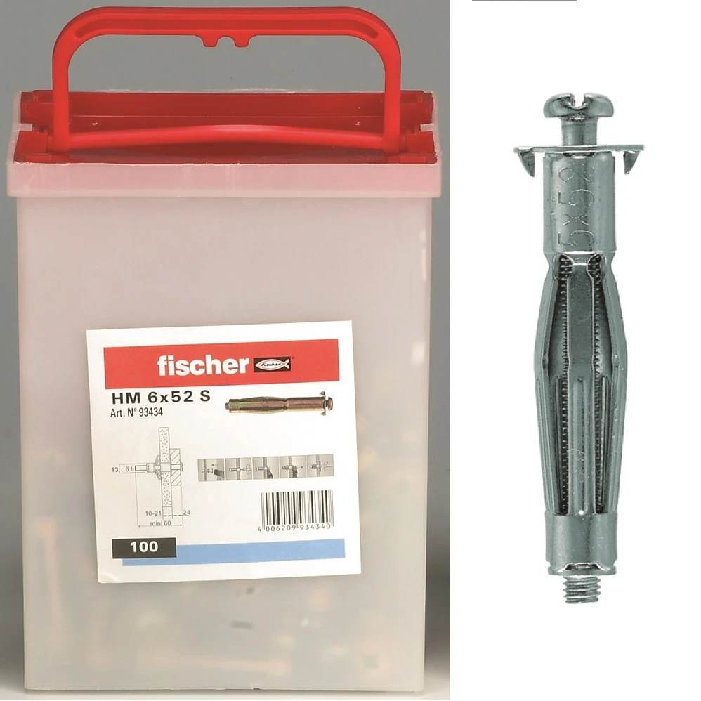 Fischer Chevilles Métalliques Pour Corps Creux M6 X 52 Mm - Boite De 100