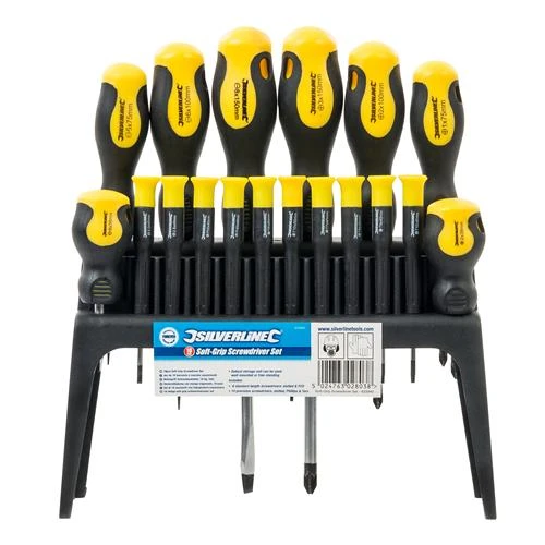 Silverline Ensemble De 18 Tournevis à Manche Caoutchouté Avec Support – Image 2