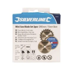 Silverline Lot De 3 Lames ø 85 Mm - Alésage 15 Mm Avec Bague De Réduction 10 Mm