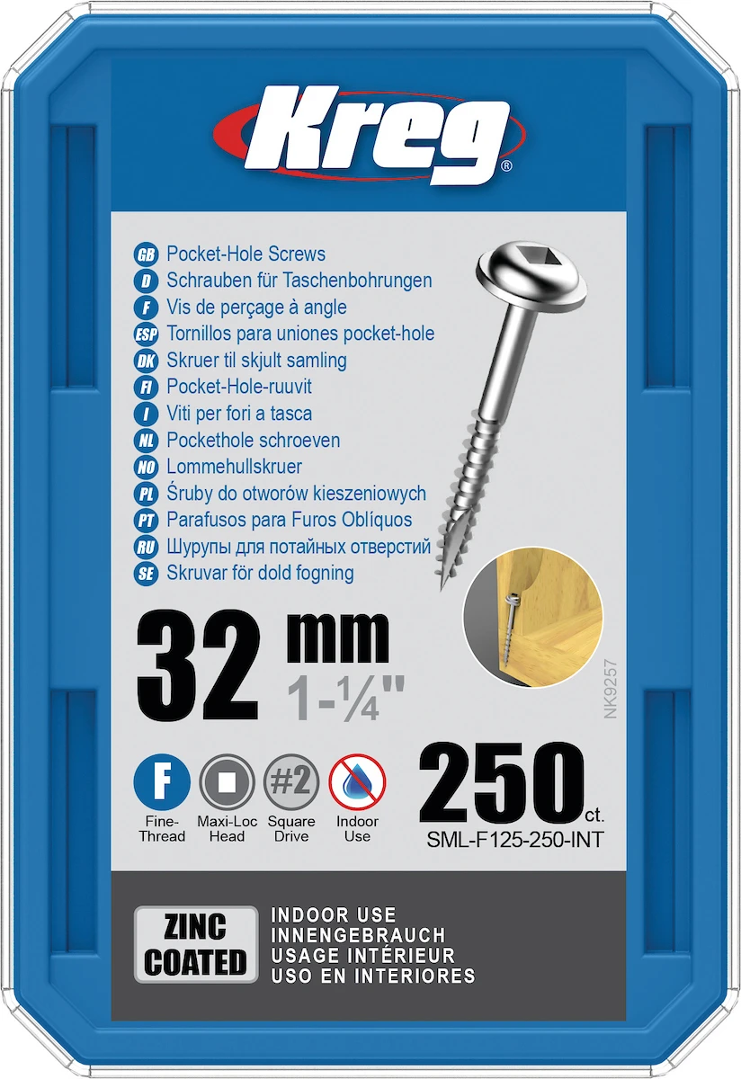 Vis 32 Mm Avec Filetage Fin Kreg SML-F125 - Boite De 250 Vis