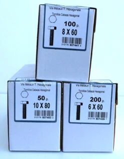 Vis à Métaux à Tête Hexagonale M8 X 60 Mm - DESTOCKAGE TOTAL